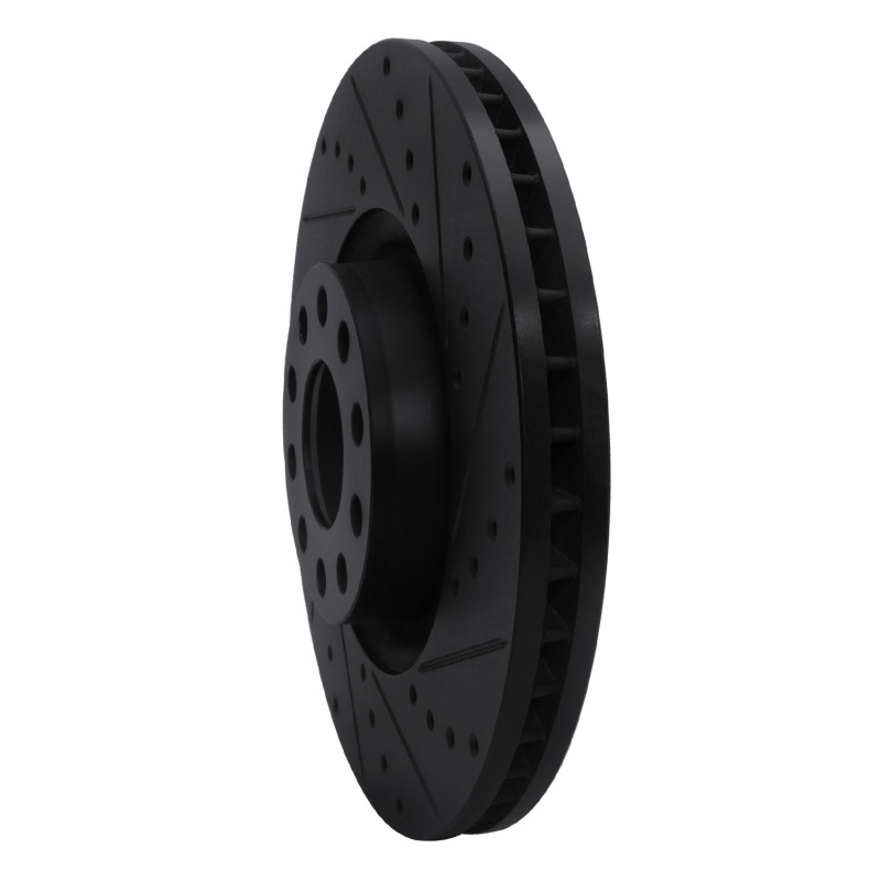 Audi S6 Brake Rotor (1) - Front Right - R1 Concepts - Drilled & Slotted - Black - `99-`04